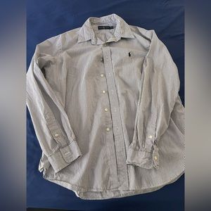 Men dress shirt polo thin stripes black white